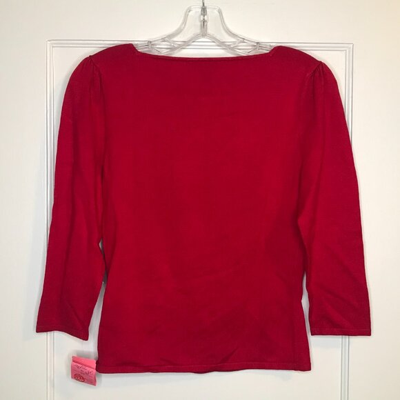 Classiques Entier | Red Square-Neck Silk Sweater - Picture 2 of 7